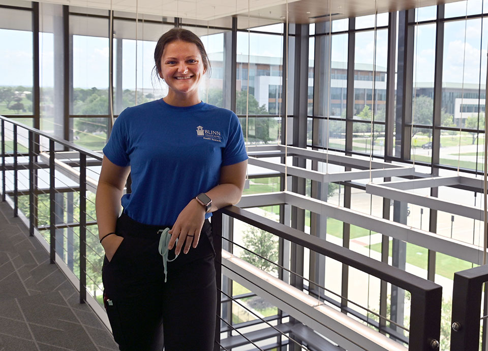 Blinn student Shelby Salley combines her passion for personal training and healing through the Physical Therapist Assistant Program